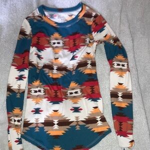 No Boundaries Multicolor Aztec Long Sleeve Tee